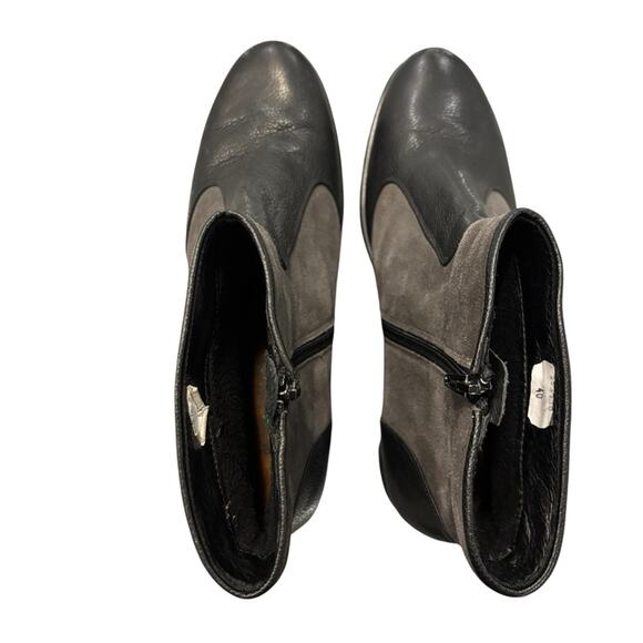 NAOT Women’s Black and Gray Leather and Suede Wedge Booties, NWIOB, Size 40 - Picture 8 of 11